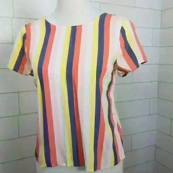 A&F XS Top Button Back NWT $34 Pastel Stripe - Picture 3 of 9